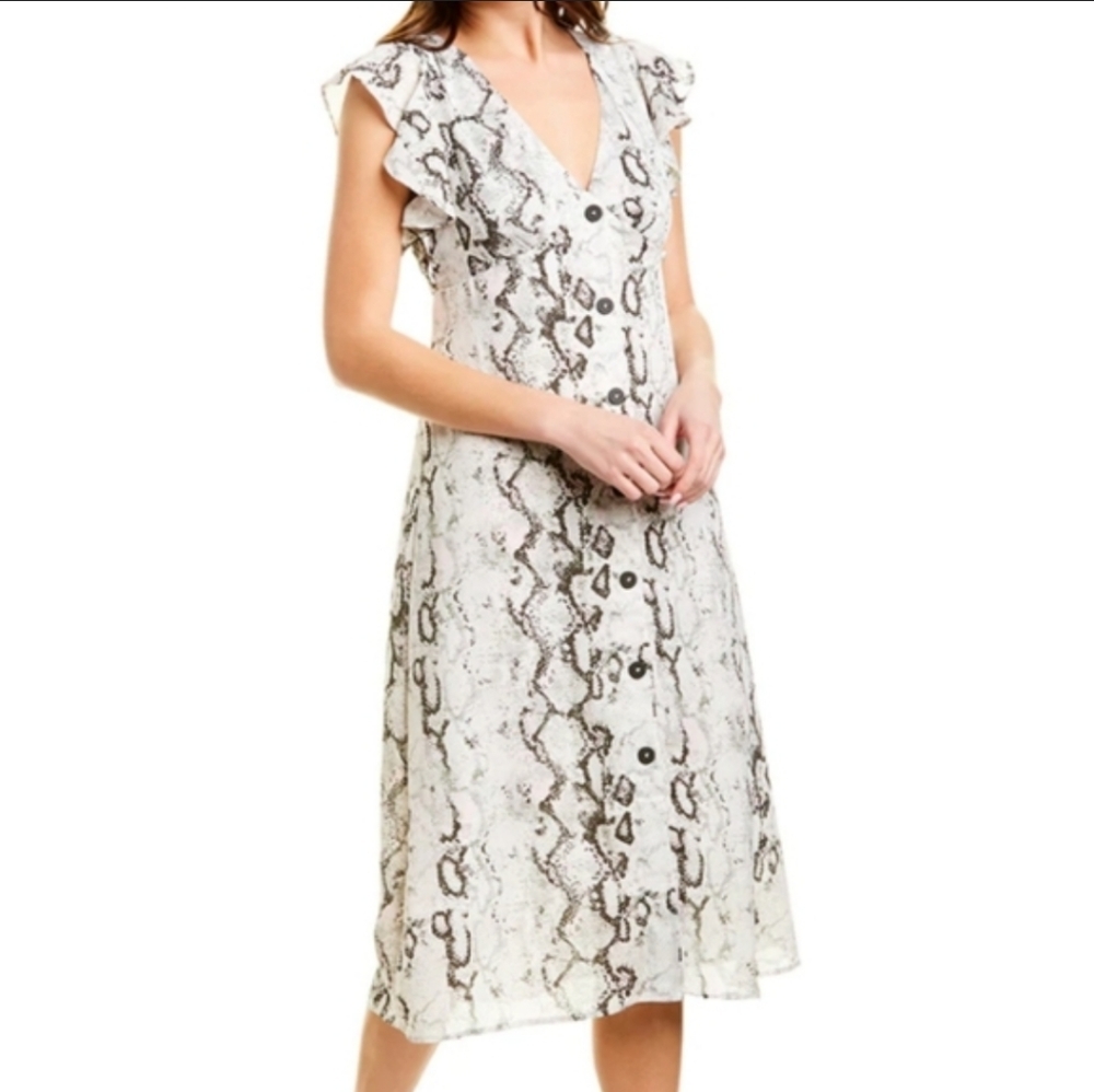 Laundry Shelli Segal python ruffle midi dress size XS